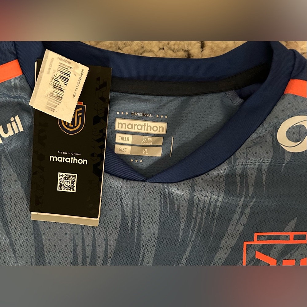 Marathon Authentic Ecuador Team Blue Training Jersey with Sponsors Men’s Sz XL - Picture 3 of 5